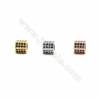 8x8mm Gold (Rhodium Black Rose Gold) Plated Brass Column Beads  Cubic Zirconia Micropave  Hole 4.5mm  20pcs/pack