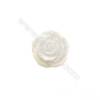 白色薔薇形マザーオブパール　貝殻 15mm 　穴長径1.0mm　x 30個/パック