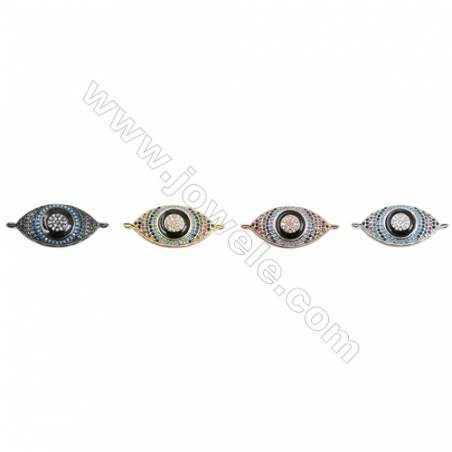 Connecteurs yeux en laiton avec strass couleur or platine noire ou rose d'or Taille 13x23mm trou 1.5mm 10pcs/paquet
