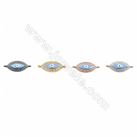 11x21mm  Brass Connectors, Eye, (Gold, White gold, Black, Rose Gold) Plated, CZ Micropave, hole 1.5mm, 20pcs/pack