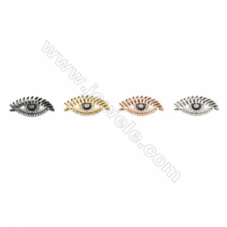 11x22mm  Brass Connectors, Eye, (Gold, White gold, Black, Rose Gold) Plated, CZ Micropave, hole 1mm, 30pcs/pack