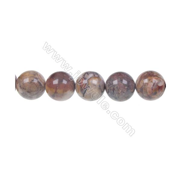 Natural Bird's eye Rhyolite Jasper Round Strand Beads, Diameter 12 mm, Hole 1.5 mm, 33 beads/strand, 15 ~ 16''