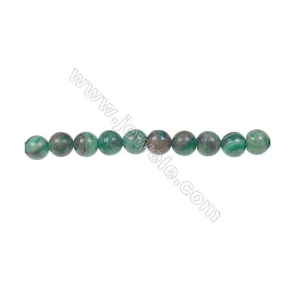 Dyed green agate round strand beads in diameter 6 mm  hole 1 mm  67 beads /strand 15 ~ 16 ''