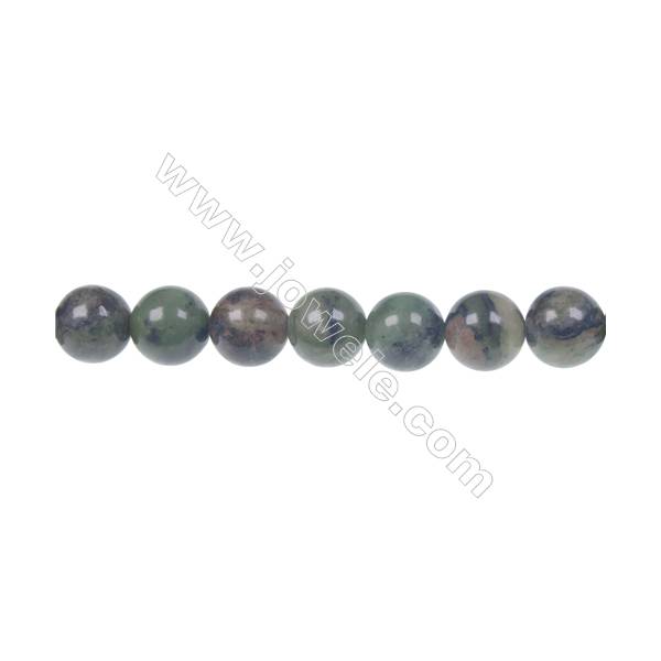 Dendrite green jade round strand beads, Diameter 10mm, Hole 1.5 mm, 41beads/strand 15 ~ 16"