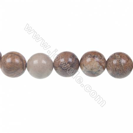 Picture jasper round beaded strand, Diameter 12 mm, Hole 1.5 mm, 33 beads/strand 15 ~ 16''