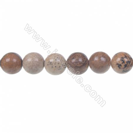 Picture jasper round strand beads, Diameter 10 mm, Hole 1.2 mm, 41 beads/strand 15 ~ 16''