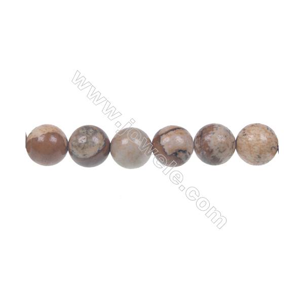 Picture jasper round strand beads, Diameter 8 mm, Hole 1 mm, 48 beads/strand 15 ~ 16''