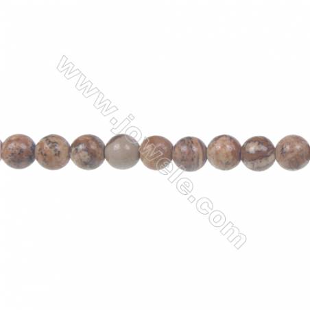 Picture jasper round strand beads, Diameter 6 mm, Hole 1 mm, 69 beads/strand 15 ~ 16''