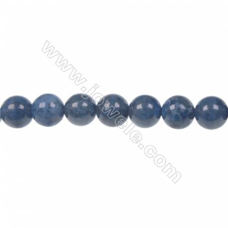 黑點藍圓形串珠 直徑10毫米 孔徑 1.5毫米 39個珠子/條    15~16 ''