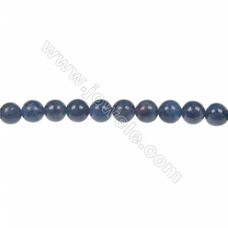 黑點藍圓形串珠 直徑6毫米 孔徑 1毫米 64個珠子/條   15~16 ''
