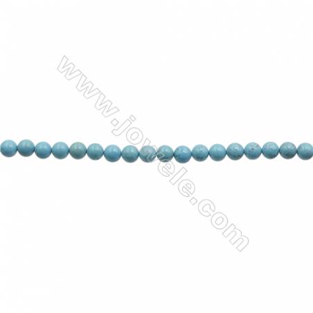 白松石圓形串珠 染藍色 直徑約 6毫米 孔徑 約 0.8毫米 約 66個/條 15~16"