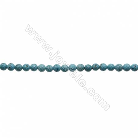 Faceted Round Howlite Beads Strand  Dyed Blue  Diameter 6mm  Hole 0.8mm  about 66 beads/strand 15~16"