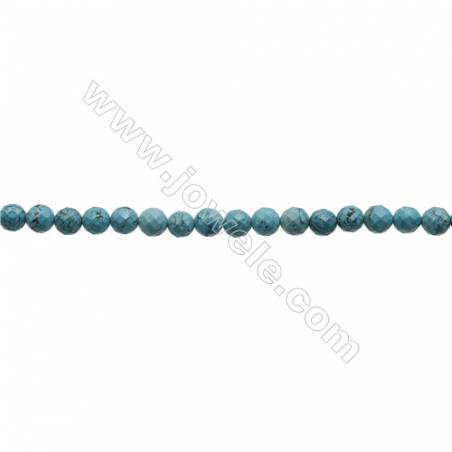 Howlite teintée bleue ronde à facette sur fil Taille 8mm de diamètre  trou1.0mm Environ 50perles/fil 15-16"