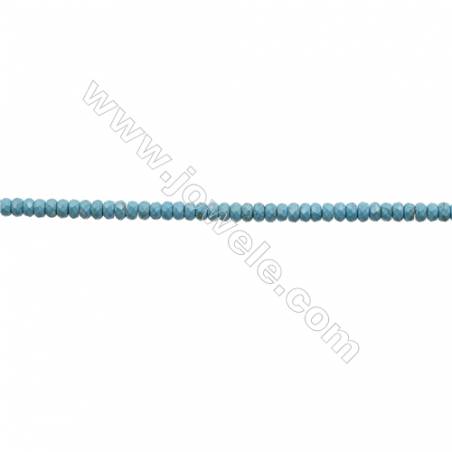 Howlite teintée bleue rondelle à facette sur fil Taille 3x4mm  trou0.6mm Environ 133perles/fil 15-16"