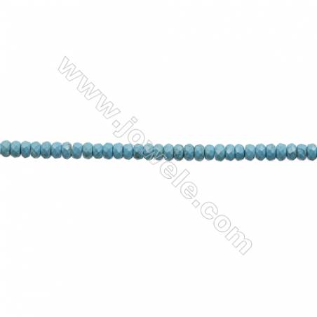 Howlite teintée bleue rondelle à  facette sur fil Taille 5x8mm  trou0.8mm Environ 83perles/fil 15-16"