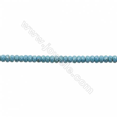 Howlite teintée bleue rondelle à  facette sur fil Taille 6x10mm  trou0.8mm Environ 66perles/fil 15-16"