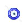 Blauer Anhänger  einseitig Murano Glas  rund und flach  Durchmesser 35mm  Loch 4.5mm  30 Stck / Packung