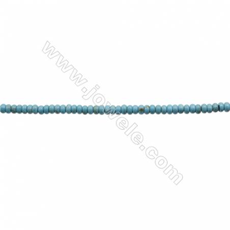 Howlite teintée bleue rondelle sur fil Taille 3x6mm  trou0.6mm Environ 133perles/fil 15-16"