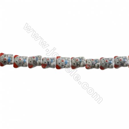 Handmade Mix Color Porcelain/Ceramic Beads Strands, Chinese Zodiac Mouse, Size 16x17mm, Hole 2mm, about 24 beads/strand