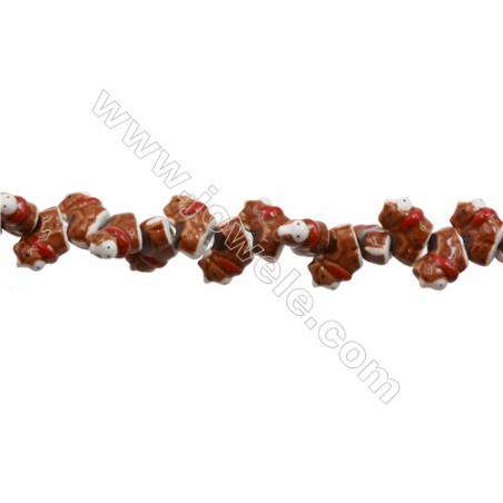 Handmade Mix Color Porcelain/Ceramic Beads Strands, Chinese Zodiac Cow, Size 19x19mm, Hole 2mm, about 24 beads/strand