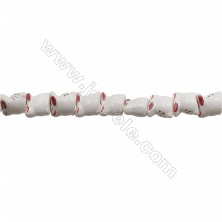 Handmade Mix Color Porcelain/Ceramic Beads Strands, Chinese Zodiac Rabbit, Size 17x17mm, Hole 2mm, about 24 beads/strand
