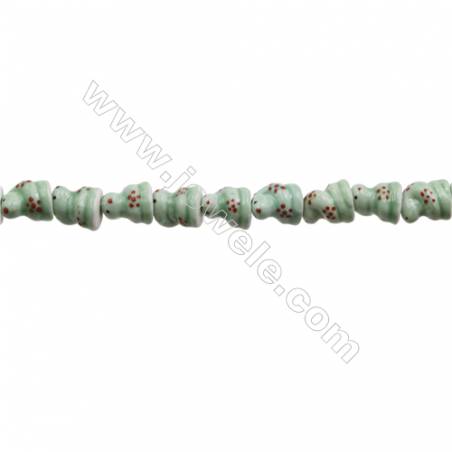 Handmade Mix Color Porcelain/Ceramic Beads Strands, Chinese Zodiac Snake, Size 15x18mm, Hole 2mm, about 24 beads/strand