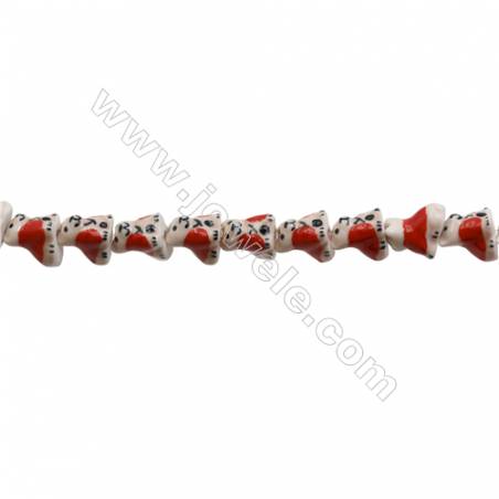 Handmade Mix Color Porcelain/Ceramic Beads Strands, Chinese Zodiac Dog, Size 16x16mm, Hole 2mm, about 24 beads/strand