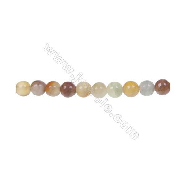 Round flower jade strand beads, Diameter 6mm, Hole 1mm, 67 beads/strand, 15~16"