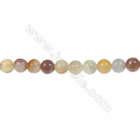 Round flower jade strand beads, Diameter 6mm, Hole 1mm, 67 beads/strand, 15~16"