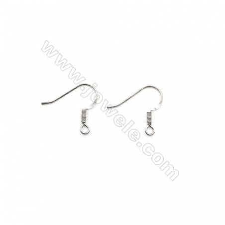 Crochets d'oreilles avec ressort en argent 925 Taille 16x19mm  diamètre du fil 0.7mm trou 2.0mm 50pcs/paquet