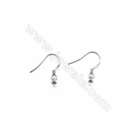 925 Sterling Silver Earring hook  Size 14x17mm  Pin 0.7mm  Tray 3mm  40pcs/pack