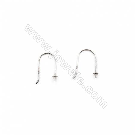 925 Sterling Silver Earring hook  Size 14x16mm  Pin 0.7mm Tray 3mm  50pcs/pack