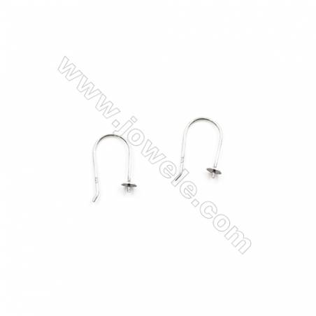 925 Sterling Silver Earring hook  Size 11x17mm  Pin 0.7mm  Tray 4mm  50pcs/pack