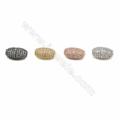 Perles ovale en laiton avec strass couleur or platine noire ou or rose Taille 9x14mm trou 1.5mm 10pcs/paquet