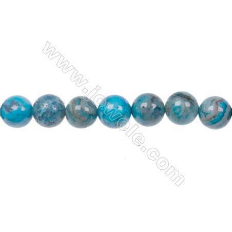 Wholesale 10mm Smooth Dyed Blue Crazy Lace Agate Strand Bead For Necklace Or Bracelet Making hole 1mm  40 beads/strand  15~16‘’