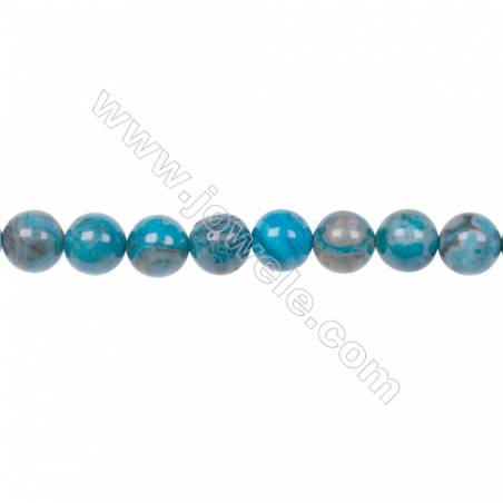 染藍瘋狂瑪瑙圓形串珠 直徑8毫米 孔徑 1毫米 48個珠子/條    15~16‘’