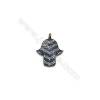 21x23mm  Brass Palm Pendant  (Gold  Black  Rose Gold) Plated  CZ Micropave