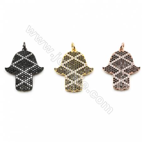 21x23mm  Brass Palm Pendant  (Gold  Black  Rose Gold) Plated  CZ Micropave