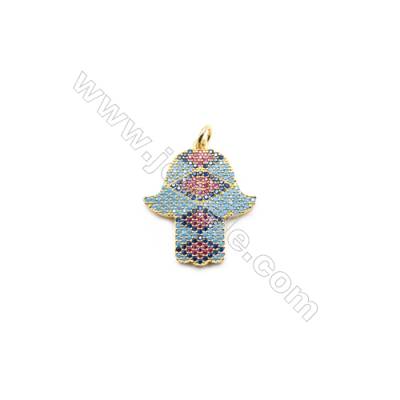 22x24mm  Brass Palm Pendant  (Gold  Black  Rose Gold) Plated  CZ Micropave