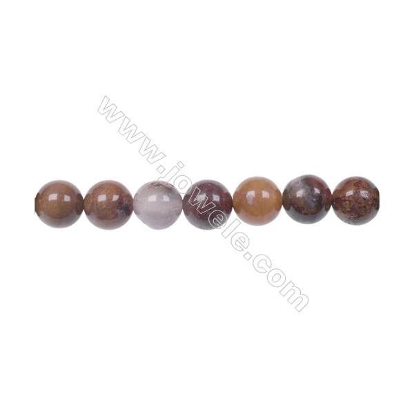 Agua Nueva Agate 8mm round strand beads earthy golds  browns and reds hole 1mm  50 beads/strand  15~16‘’