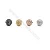10mm  Brass Round Beads, (Gold, Rhodium, Black, Rose Gold) Plated, CZ Micropave, Hole 2mm, 15pcs/pack