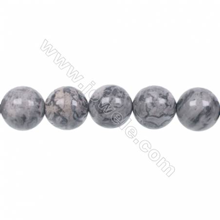中國銀葉圓形串珠 直徑12毫米 孔徑 1.2毫米 33個珠子/條    15~16‘’