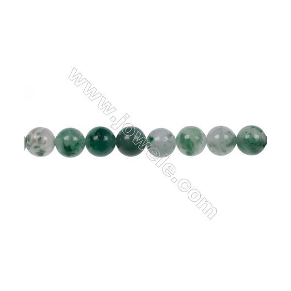 Wholesale jewelry making 8mm green chalcedony stone agate strand beads hole 1mm  50 beads/strand  15~16‘’