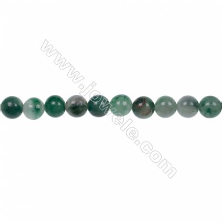 Wholesale jewelry making 6mm green chalcedony stone agate strand beads hole 1mm  66 beads/strand  15~16‘’