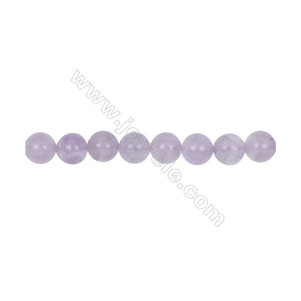 Jade violet rond sur fil  Diamètre 10mm   trou 1.0mm  41perles / fil  15 ~ 16 "