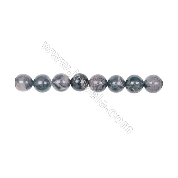 10mm black silver leaf jasper loose beads for jewelry making  hole 18mm  39 beads/strand  15~16‘’