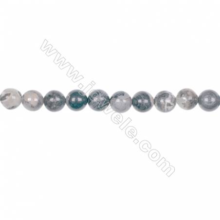 8mm black silver leaf jasper loose beads for jewelry making  hole 1mm  49 beads/strand  15~16‘’