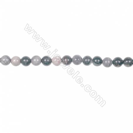 Jaspe de feuille d'argent noir perle rond sur fils Diamètre 6mm  trou 1.0mm 64perles / fil  15 ~ 16 "