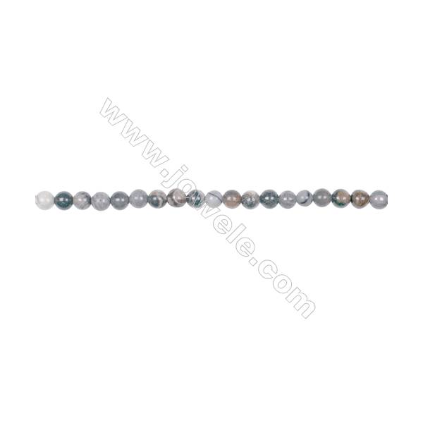 4mm black silver leaf jasper loose beads  hole 0.8mm  95 beads/strand  15~16"