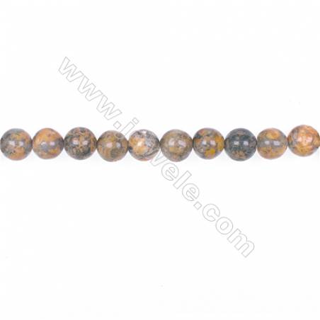 Jaspe de peau de léopard perle ronde sur fil   Diamètre 8mm   trou 1.0mm  51perles / fil  15 ~ 16 "